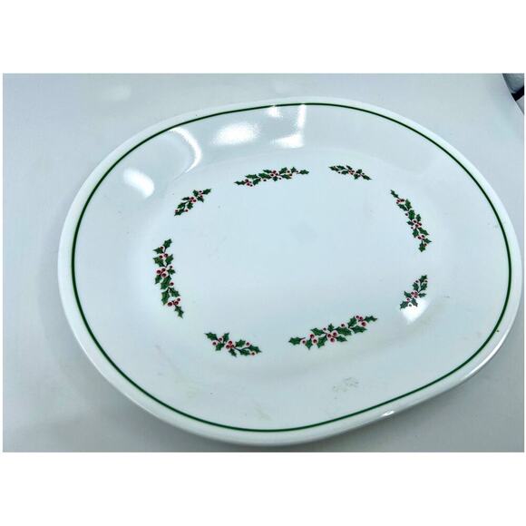 CORELLE CORNING HOLLY DAYS SERVING PLATTER CHRISTMAS HOLIDAY TABLE SERVICE 12x10 - Picture 1 of 4